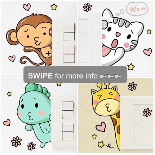 DIY Wall Switch Sticker/Decal Animal Set A (Ready Stock) Shopee