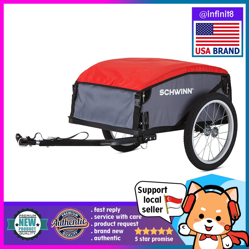 輸入専門CLEARS SHOP新品Schwinn Day Tripper Cargo Bike Trailer, Grey Quick Red Folding Wheels, Frame