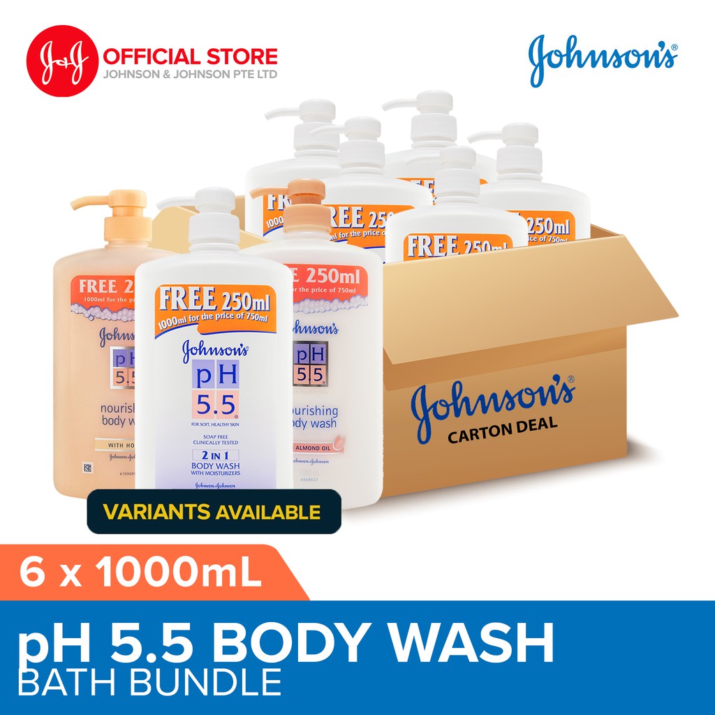 [Bundle of 6] Johnson's PH 5.5 Body Wash 750ml + 250ml (Free) (2in1