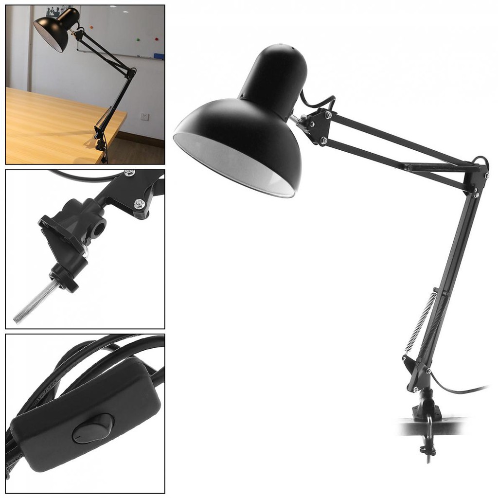Black Swing Arm Desk Lamp Black E27 Flexible Swing Arm Desk Lamp for Office / Home Shopee Singapore