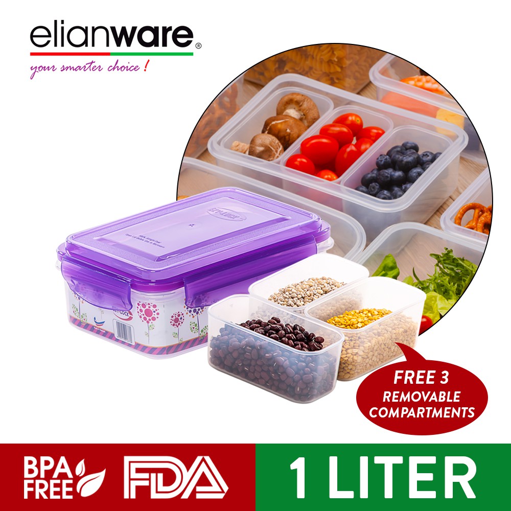 Elianware Airtight Compartments Food Storage Container BPA Free