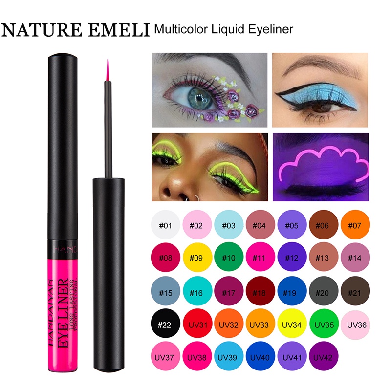 Handaiyan 42 colors glitter colorful neon Matte Liquid Eyeliner Pencil