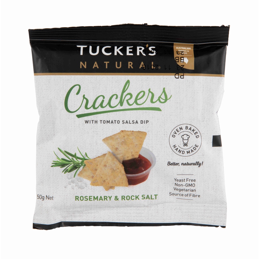 Tucker's Natural Rosemary & Rock Salt Crackers with Tomato Salsa Dip