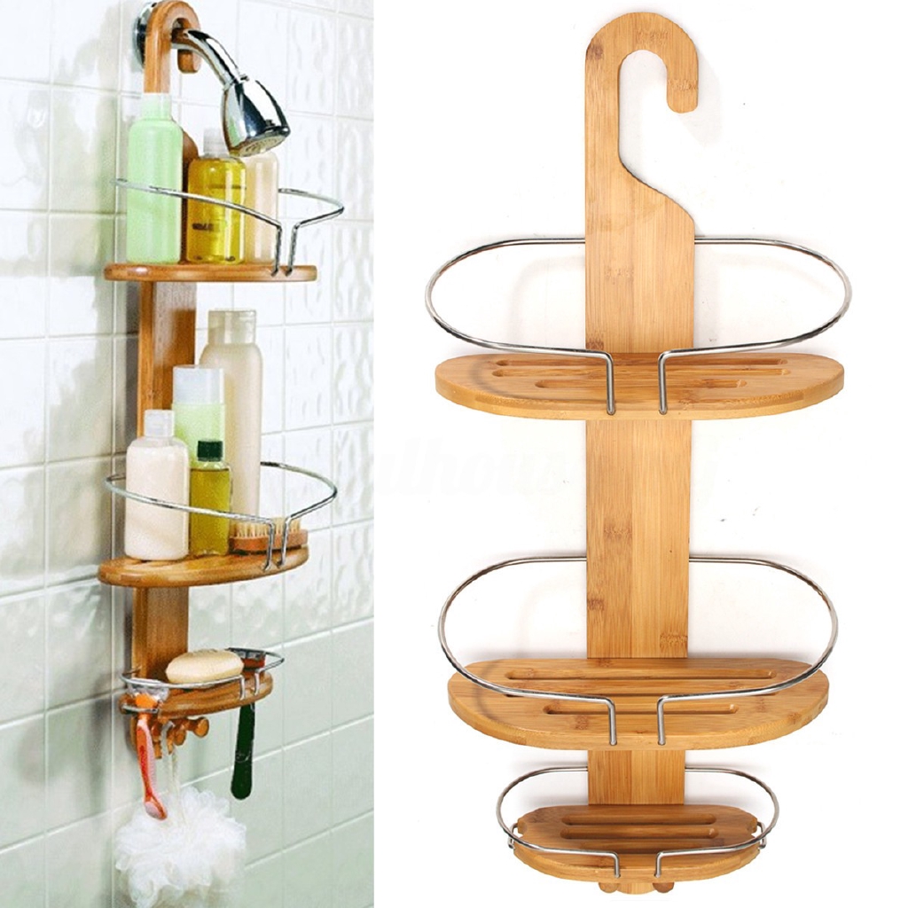 Bathroom Organisers & Caddies BAMBOO 2 TIER HANGING SHOWER CADDY