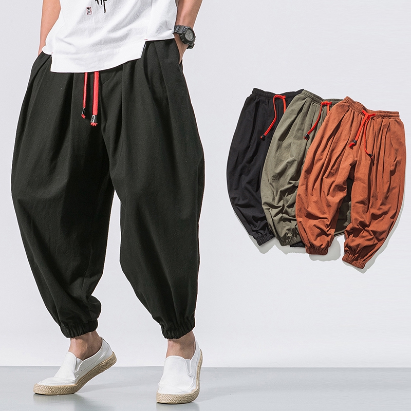 Mens Baggy Loose Casual Cotton Harem Pants Shopee Singapore
