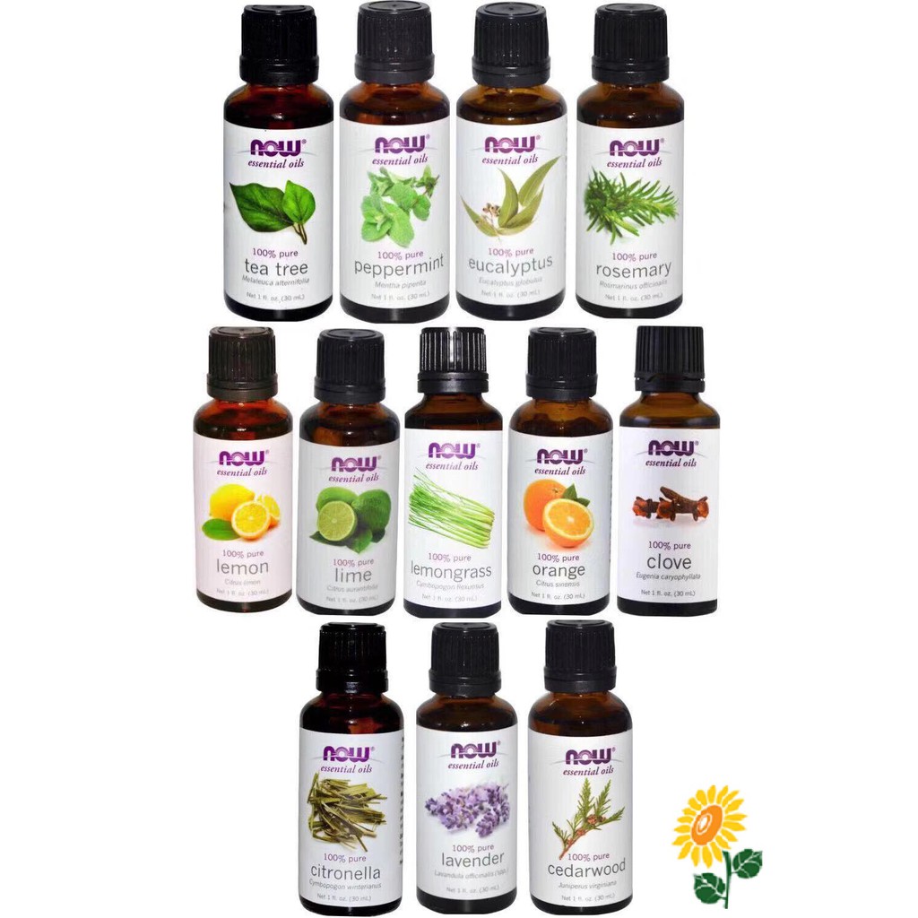 NOW Pure Essential Oil Peppermint, Tea Tree, Lavender, Lemongrass