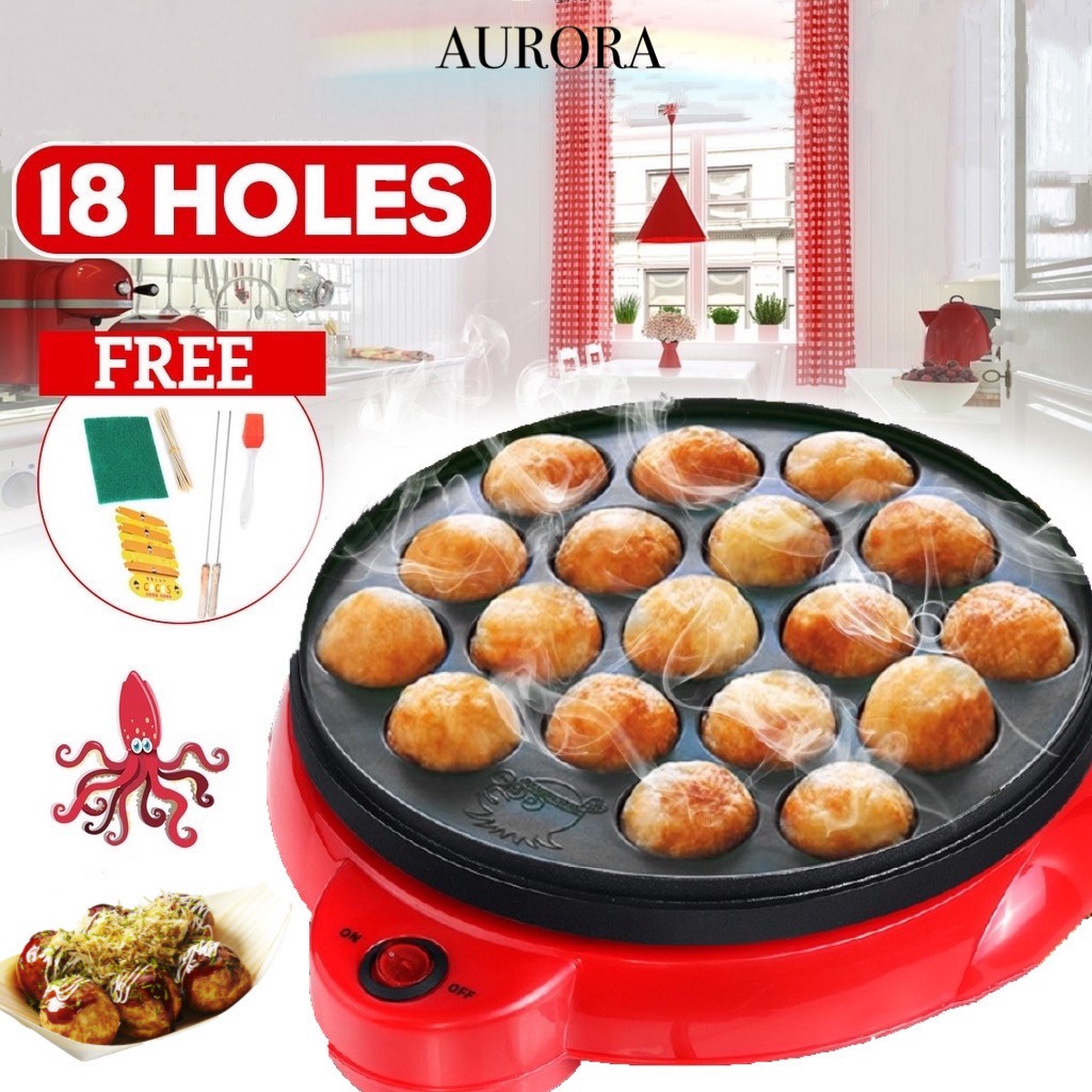 Aurora Official SG Seller 18 Hole Takoyaki Grill Pan Electric Octopus