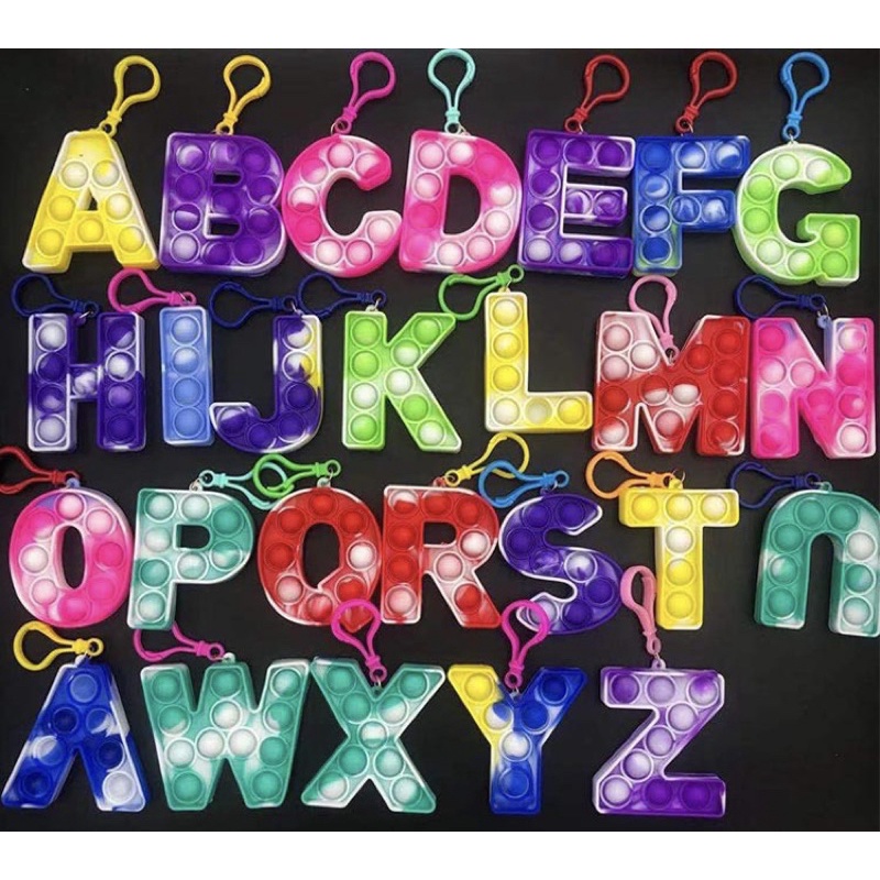 Big Alphabet Letter Name Pop it keychain birthday goodie bag christmas