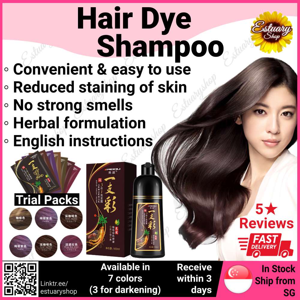 [SG Seller] Meidu Hair Dye Shampoo (500ml or 30g) Contains Ginseng