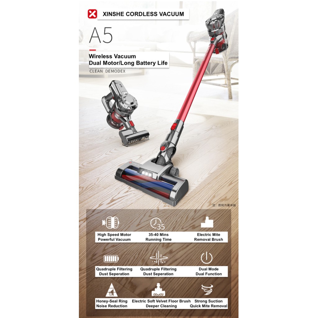 Xinshe 2 in 1 mop + vacuum 2020 air series cyclone cordless stick powerful vacuum bed vacuum