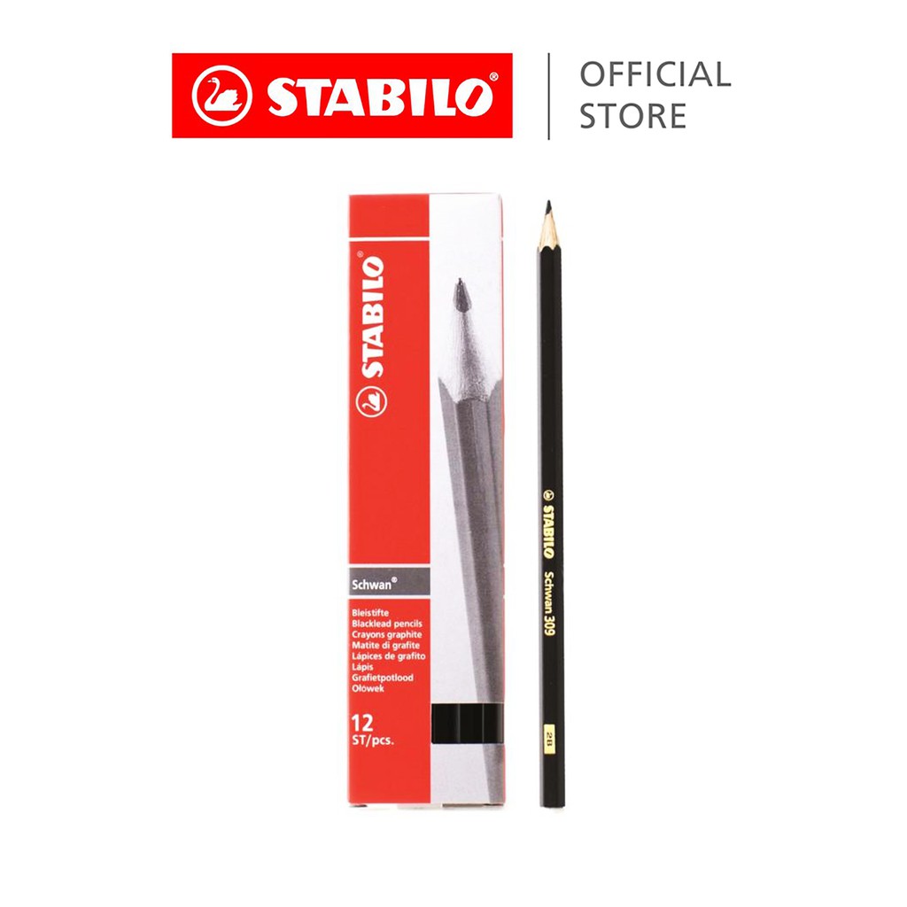 STABILO 309 Graphite 2B Pencils Box of 12 Bubble Store