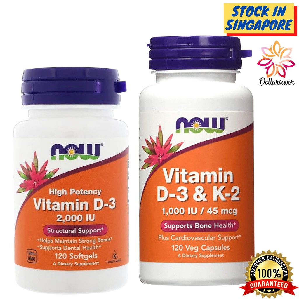 Vitamin D 3 Supplement 2,000 IU / 5,000 IU Now Foods D3 120 Softgel