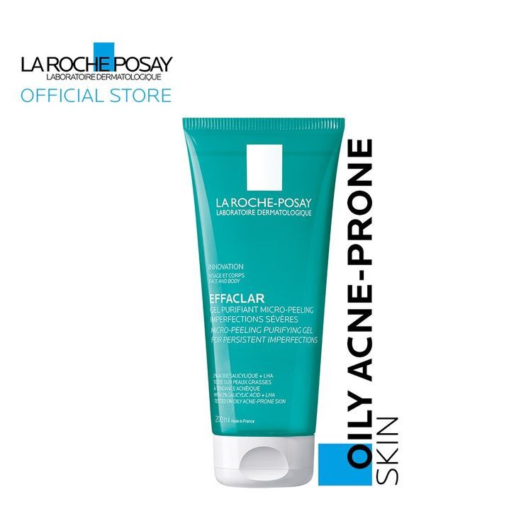 La RochePosay Effaclar Micropeeling Purifying Gel Cleanser 200ml, Suitable on face and back