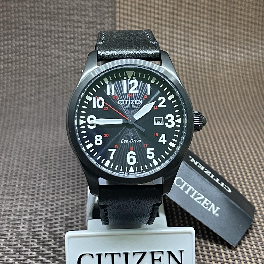 [Original] Citizen Eco Drive BM683523E Analog Black Leather Solar Men