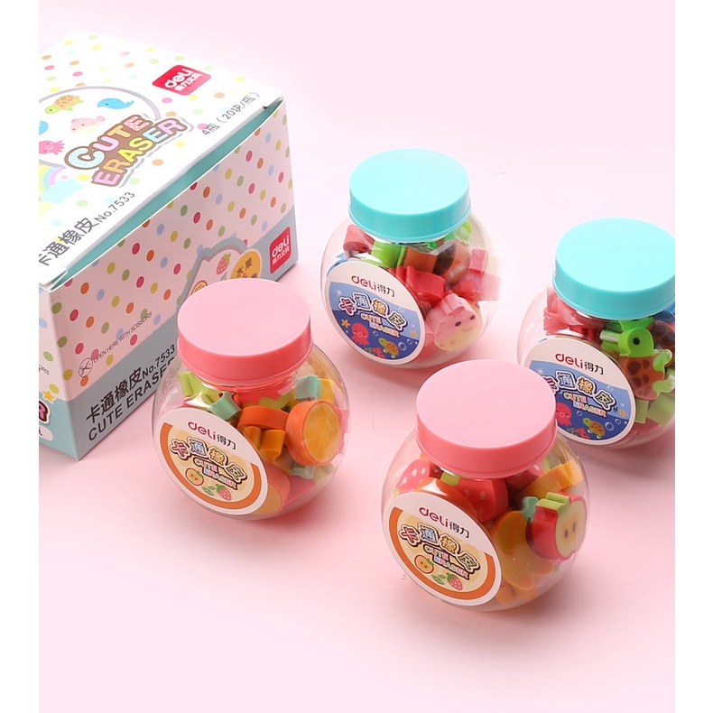 [SG Seller] [80 Eraser 4 Containers 1 Box] Deli Cute Animals