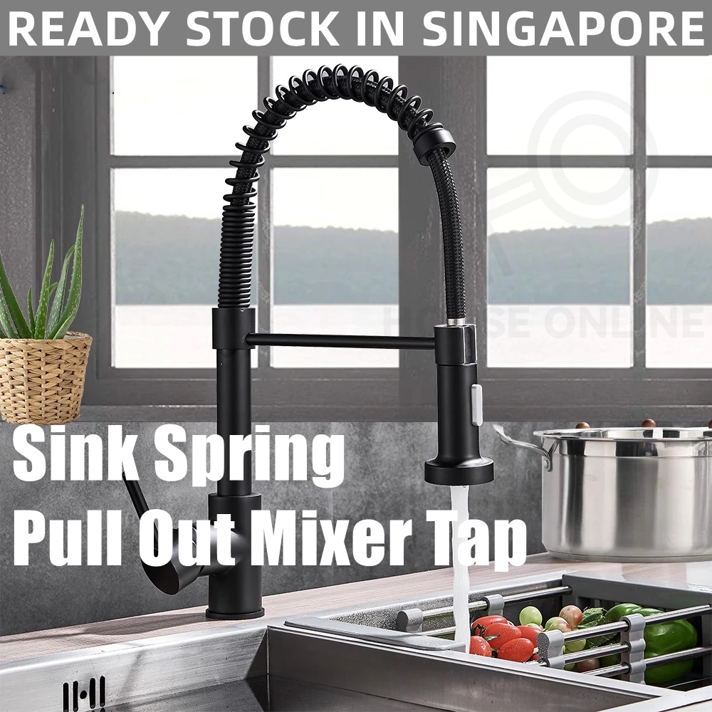 SG STOCK Kitchen Sink Spring Pull Out Mixer Tap 360 Degree Rotation