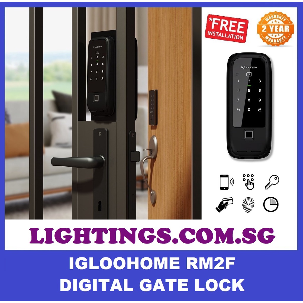 IGLOOHOME Fingerprint Digital Gate Lock (RM2F) Shopee Singapore
