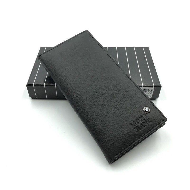 Leather Long Wallet Men Wallet MontBlanc Zipper Card Slot Dompet Lelaki