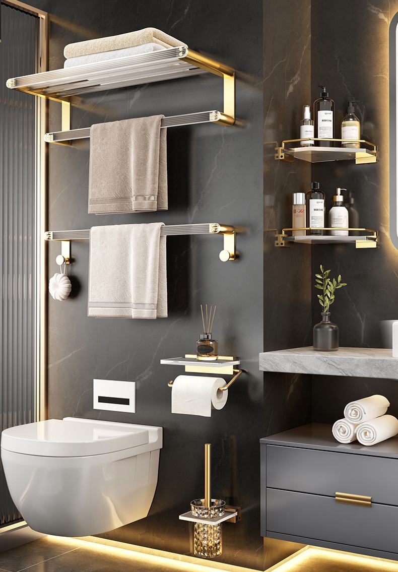 YUN JIE YA Highend Bathroom Organizer Acrylic Glass Towel Rack Shelf