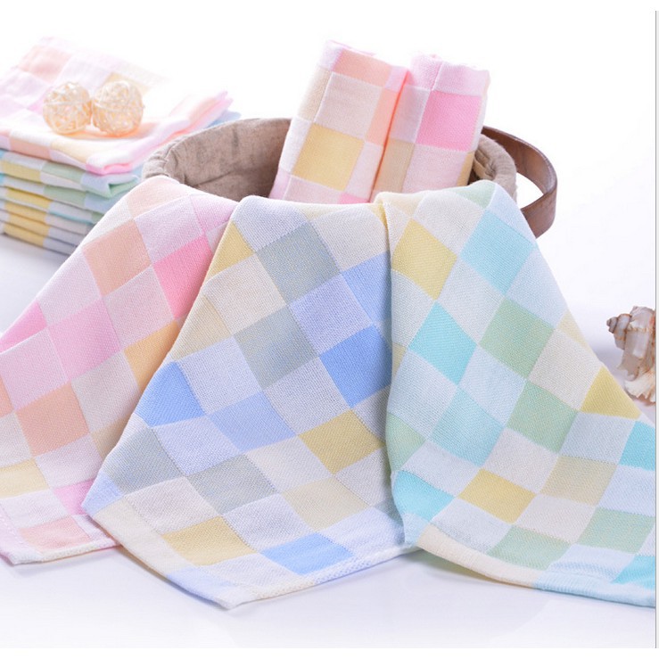 10pcs/lot Simple Cotton DoubleLayer Gauze Handkerchief Small Square
