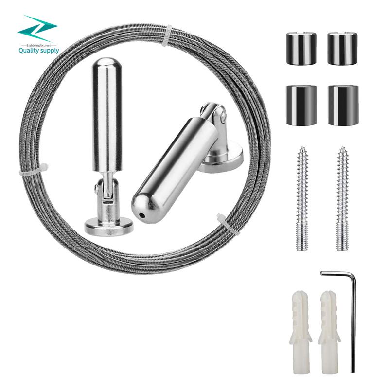 Wall Mount Curtain Wire Rod Set for Art Display Stainless Steel Photo