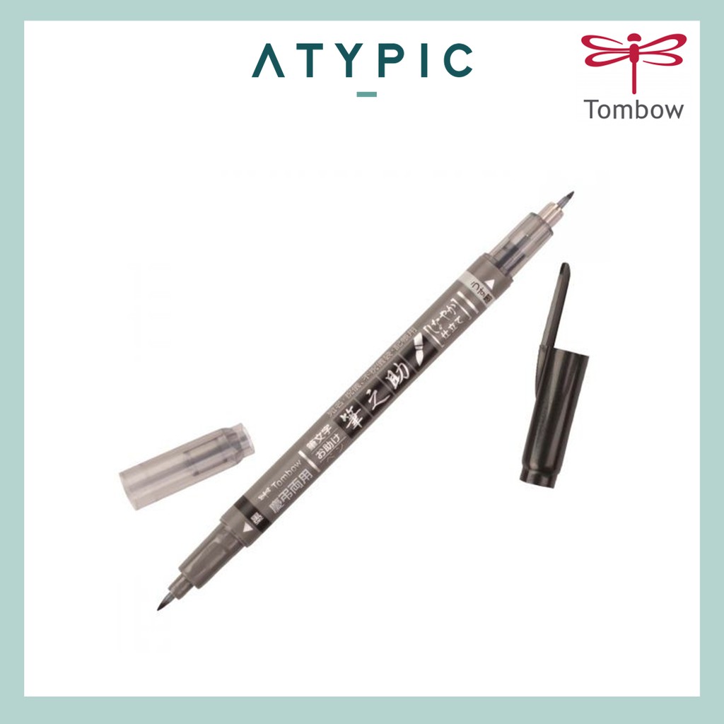 Tombow Fudenosuke Twin Tip Calligraphy Brush Pen (Black & Gray