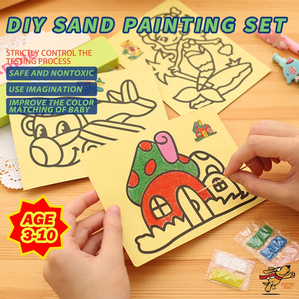 10pcs Children's DIY sand painting set cartoon graffiti gift Kid's educational handmade Color