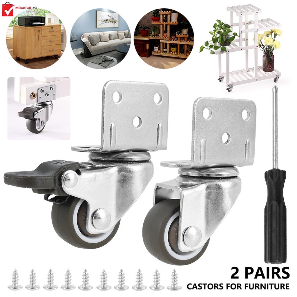 4 Pcs Furniture Castors Heavy Duty Casters Stable Swivel Plate Casters