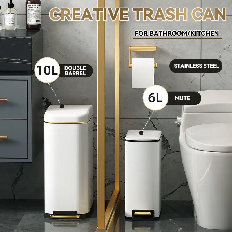 Clean Dustbin Light Luxury Rubbish Bin Stainless Steel Dustbin With Lid