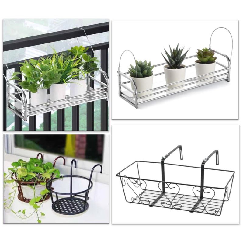Adjustable Stainless Steel Rack Balcony Railing Flower Rack Hanging