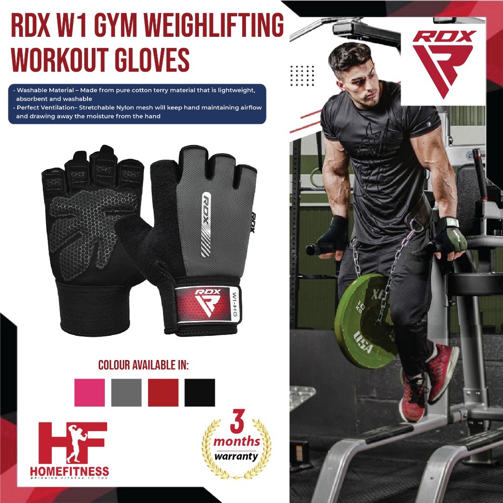 RDX Gym Weightlifting Workout Glove in Black/Grey/Pink/Red w 3 Months Warranty (Gym Gloves
