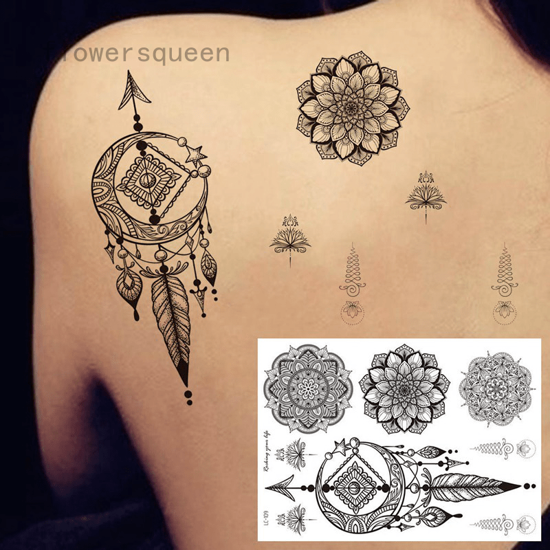 Black Henna Temporary Tattoos For Women Lace Mehndi