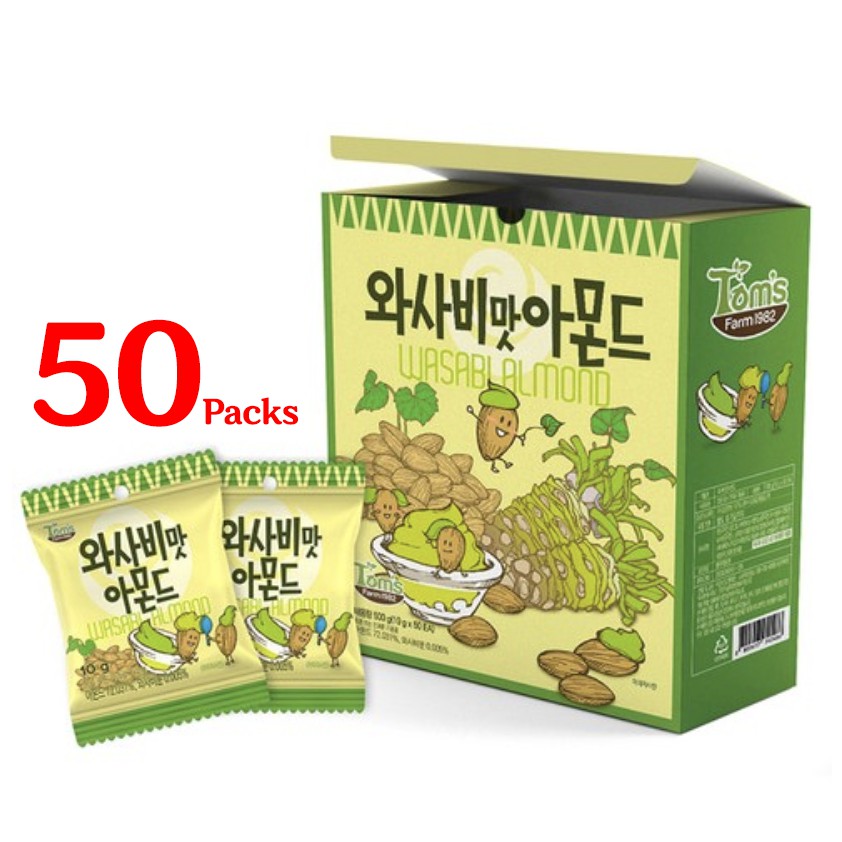 [KOREA ALMOND] Tom's Farm, Wasabi almond, 1 BOX = 10g X 50ea Shopee
