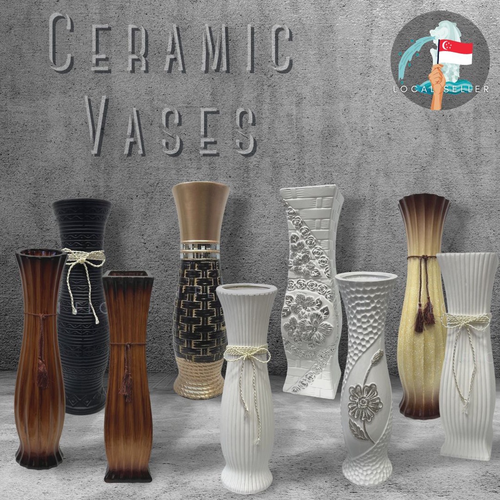Ceramic vase for flowers tall & arrangements, home decor, decorations