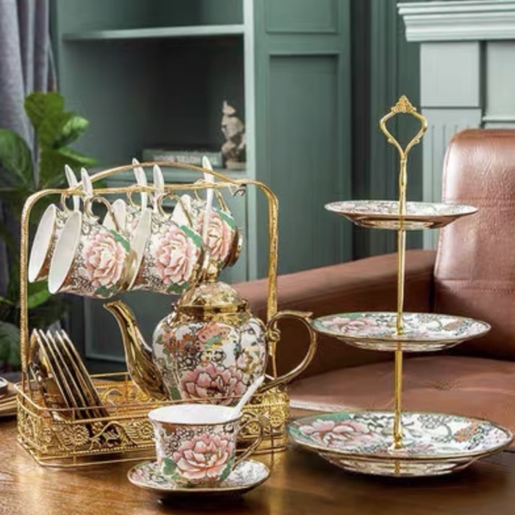 HOMELY Ceramic Tea Set Coffee Set Teapot set 20 PCs European Palace