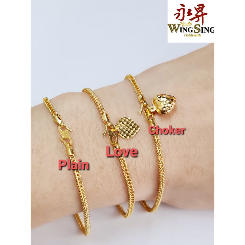 Wing Sing 916 Gold PDR Hollow Pandora Bracelet / Rantai Tangan Belut