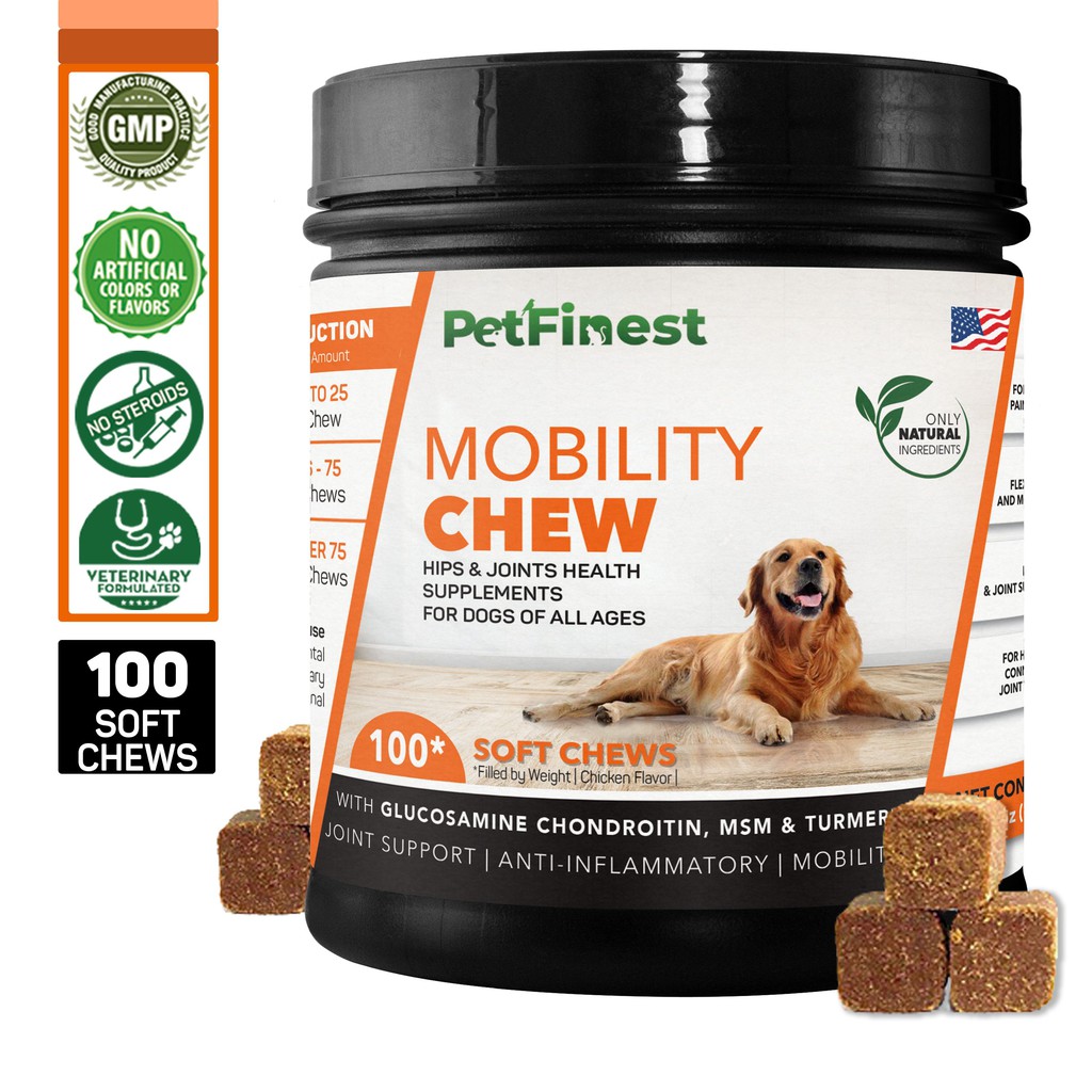PetFinest Mobility Chew Glucosamine HCI, Chondroitin, MSM, Vitamins