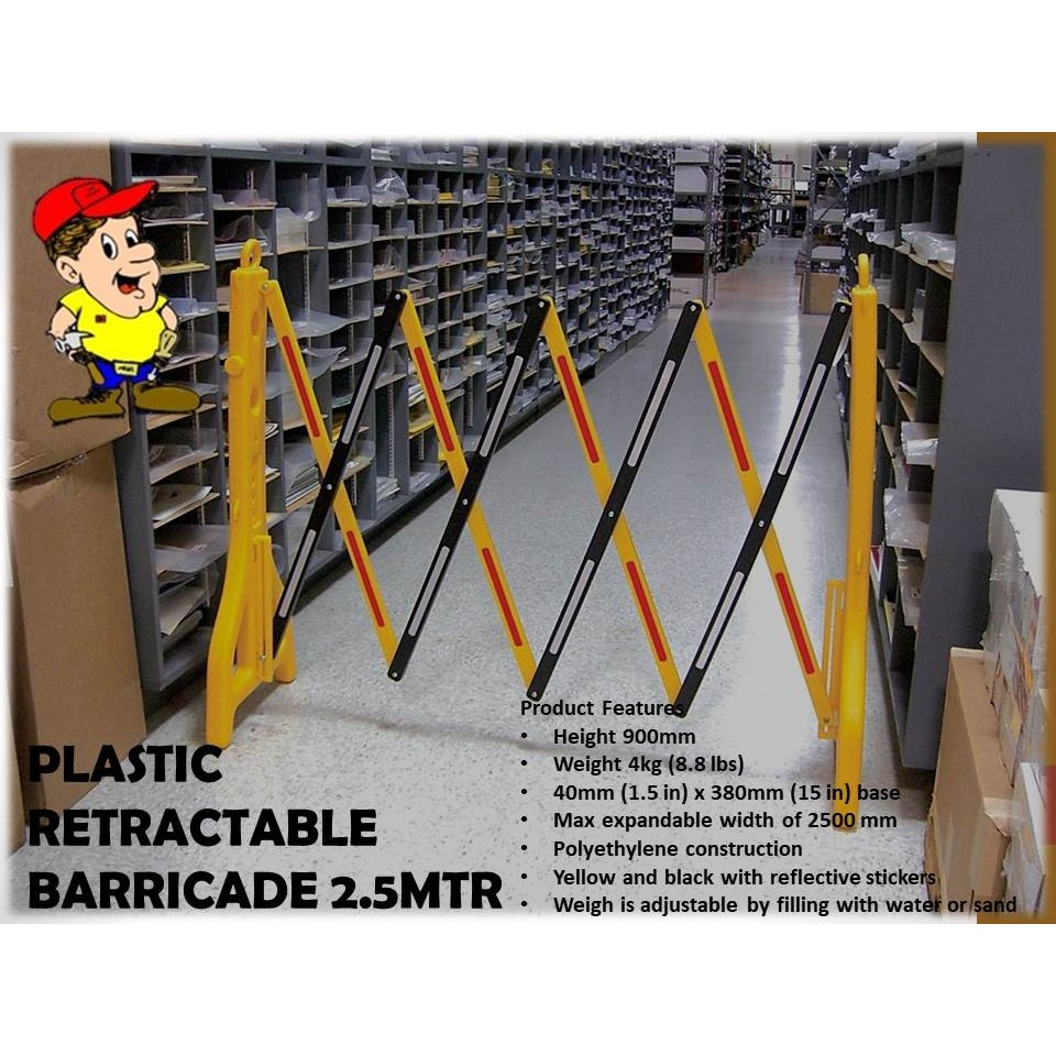 RETRACTABLE BARRICADE PLASTIC 2.5M Shopee Singapore