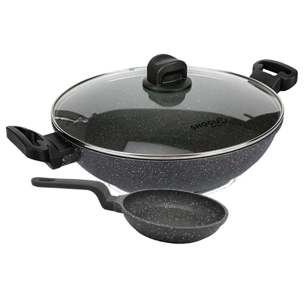 La Gourmet Shogun Senjo Marble 32cm Induction Wok +14cm (Noninduction