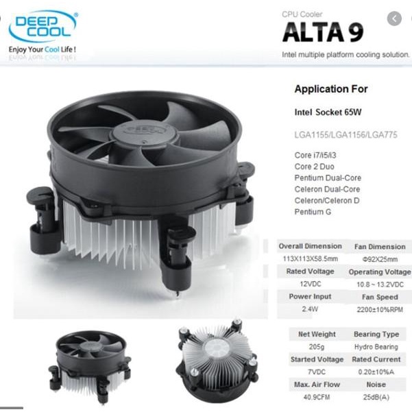 Deepcool Alta 9 CPU Cooler For LGA 1156/1155/1150 & 775 Official Socket