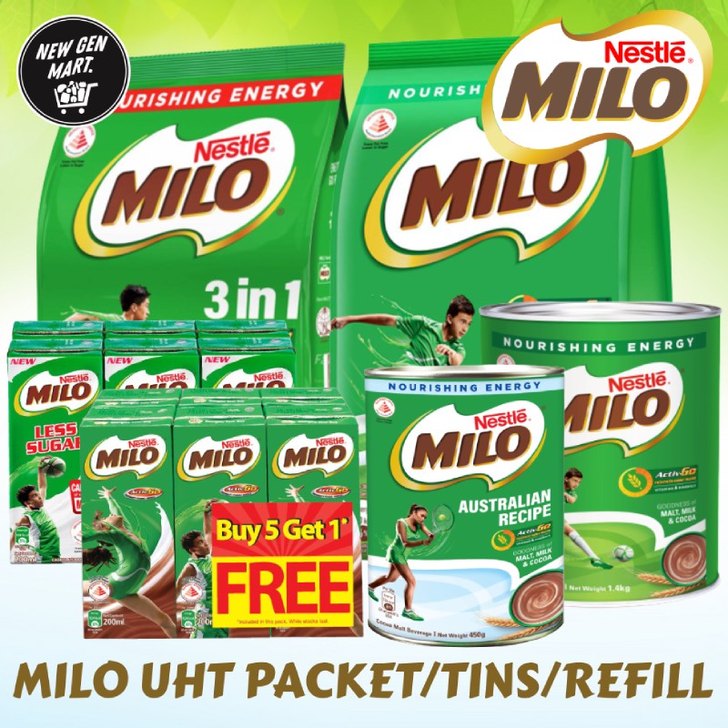 [Nestle] SG MILO Tin 1.4kg / Refill 900g / 200ml x 24 Packs