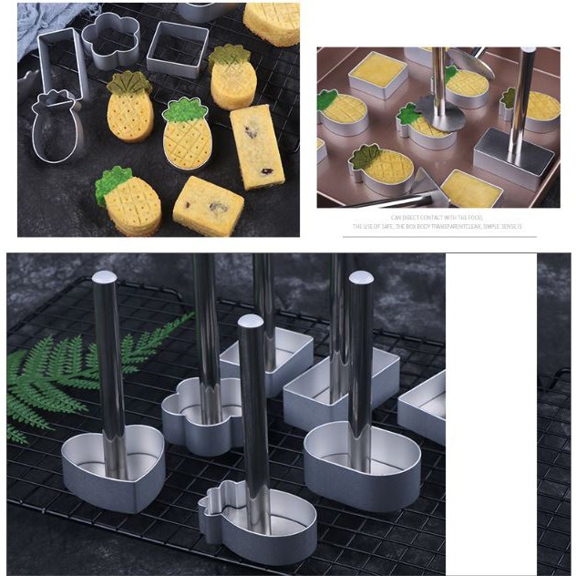 10pcs Pineapple tart mould metallic presser & mold set cutter set for