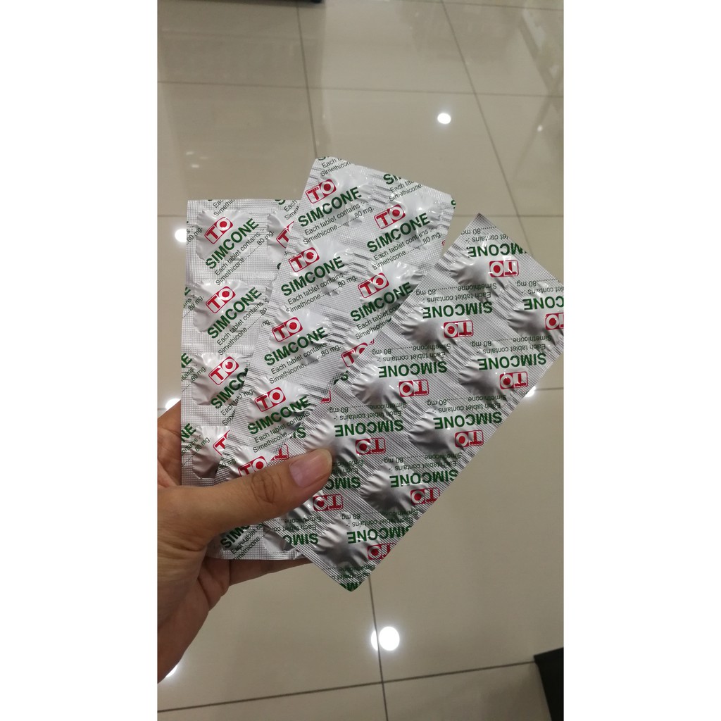 SIMCONE SIMETHICONE TABLETS, CHEWABLE 80MG X 3 strips Shopee Singapore