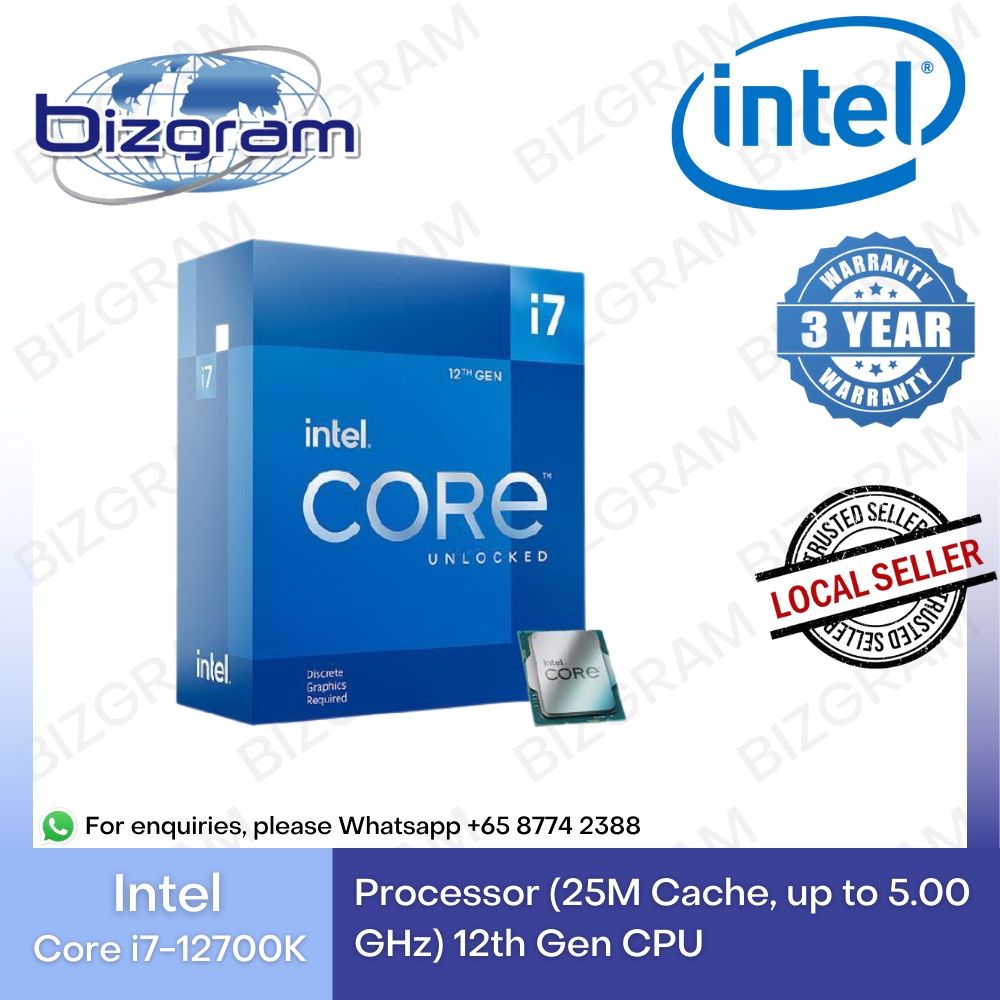 Intel Core i712700K Processor (25M Cache, up to 5.00 GHz) 12th Gen CPU