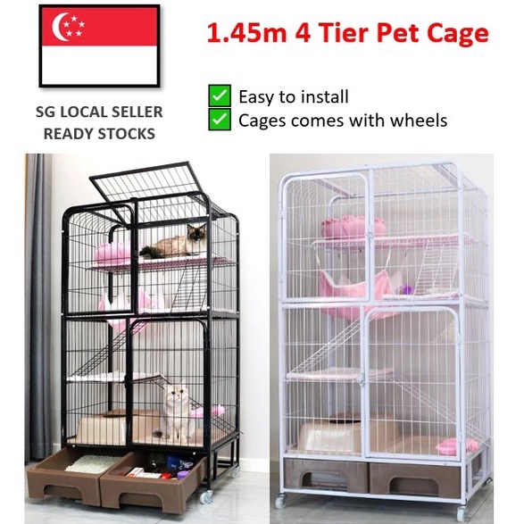 [SG SELLER] 4 Tier Cat Cage Condo House Villa 1.45M Litter Box Storage