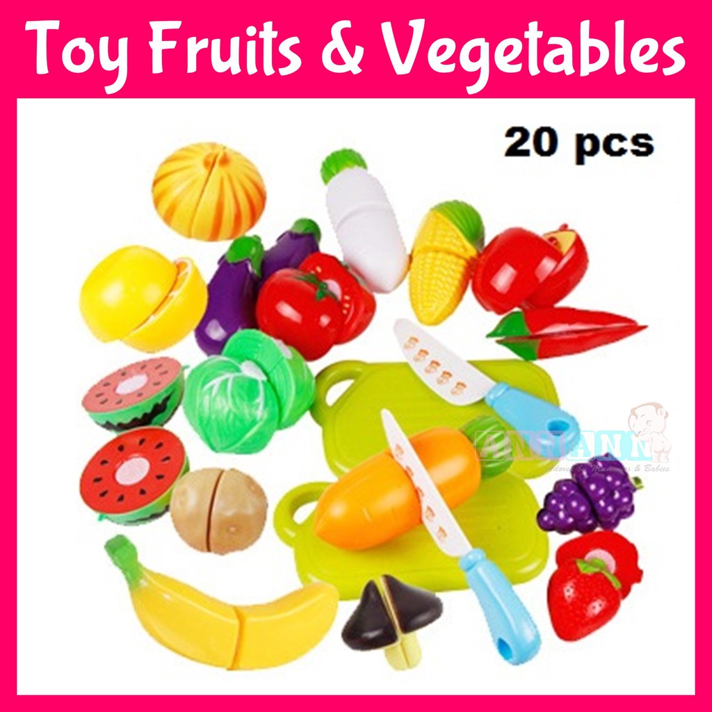 Kitchen Toy Chopping Board Knife Pretend Play Fruits Vegetables Velcro