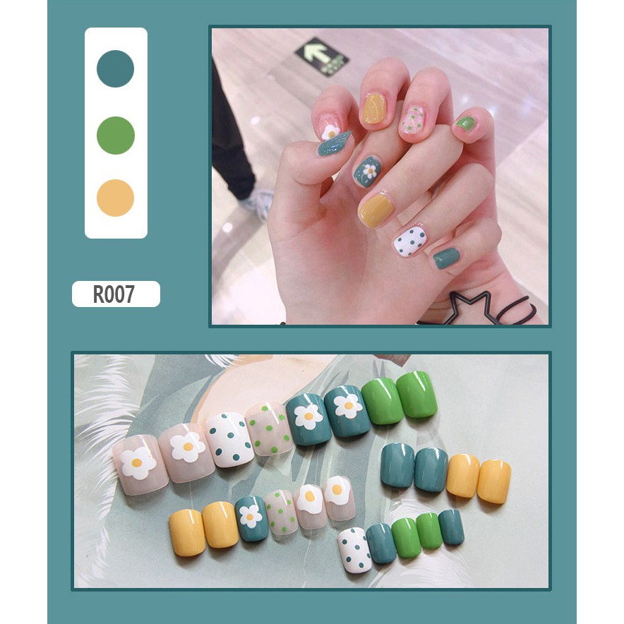 R007 24 Pieces Fake Nails False Nails With Free Glue DIY