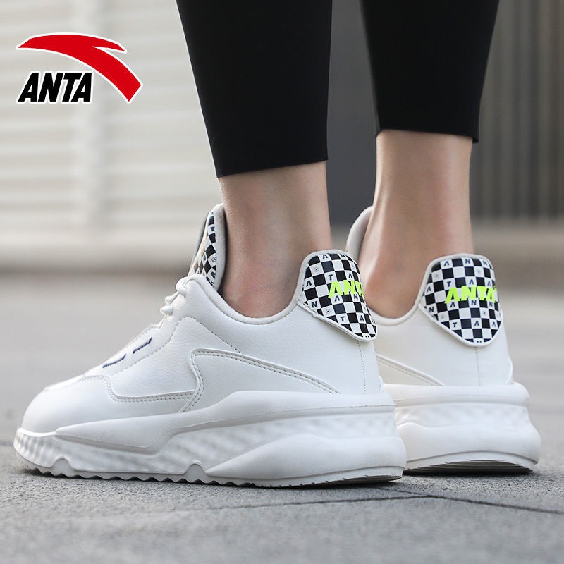 ♟Anta women s shoes running white 2021 spring lightweight leather