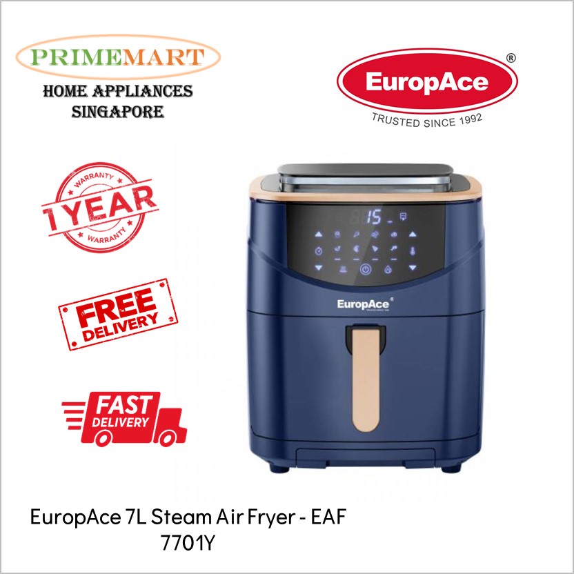 EuropAce 7L Steam Air Fryer EAF 7701Y + 1 year warranty Shopee