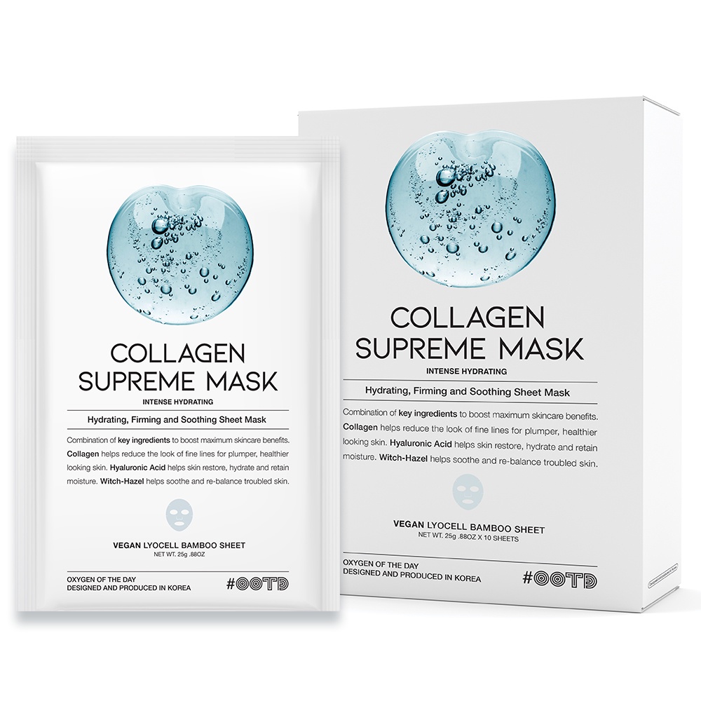 OOTD Intense Hydrating Collagen Vegan Sheet Mask 10 Pack Supreme Korean